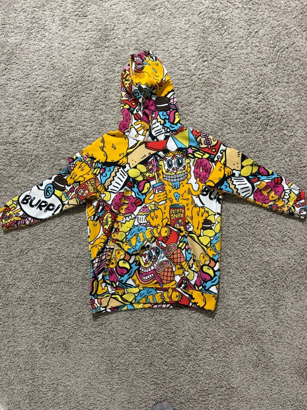 H&M White Garfield Hoodie with Cartoon Accents Boys 16-18